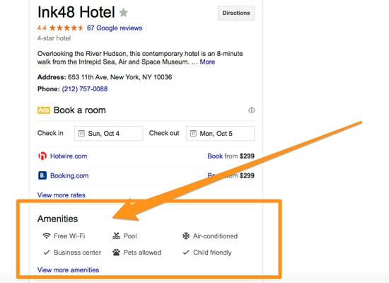 Google Hotel Ads Amenities